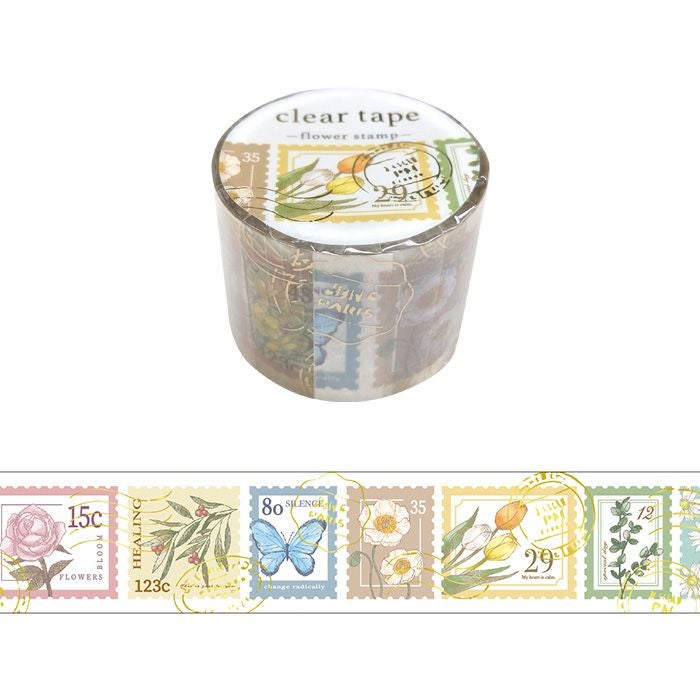 クリアテープ 箔押し 30mm幅 95167 flower stamp | マインドウェイブ