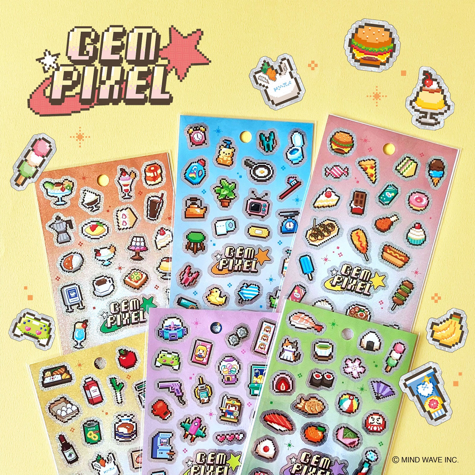 まとめ買い】ジェムピクセルステッカー (全6種類) | マインドウェイブ
